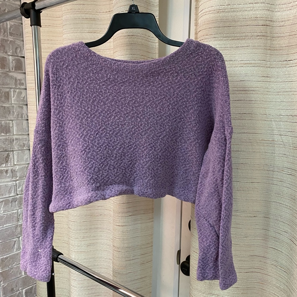 Fluffy knit purple crop top (gently used)